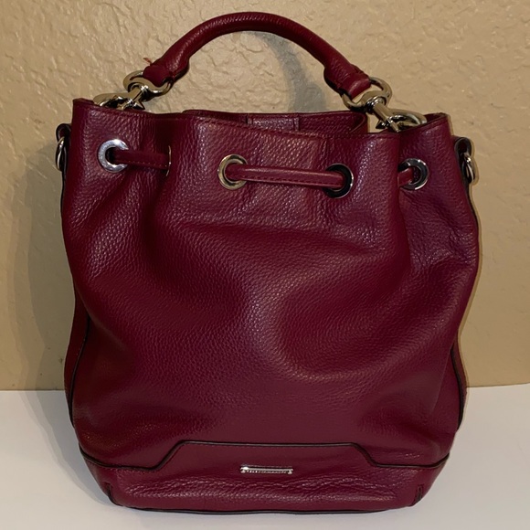 Rebecca Minkoff burgundy pebble leather crossbody bucket bag - Picture 4 of 10